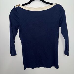 Lauren Ralph Lauren Blue Fitted 3/4 Sleeve Blouse